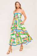 FLORAL HARMONY - FLOWER PRINT MIDI DRESS WITH POCKETS
