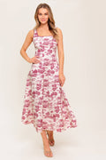 RASPBERRY ROS¨¦ TOILE MIDI DRESS - BERRY
