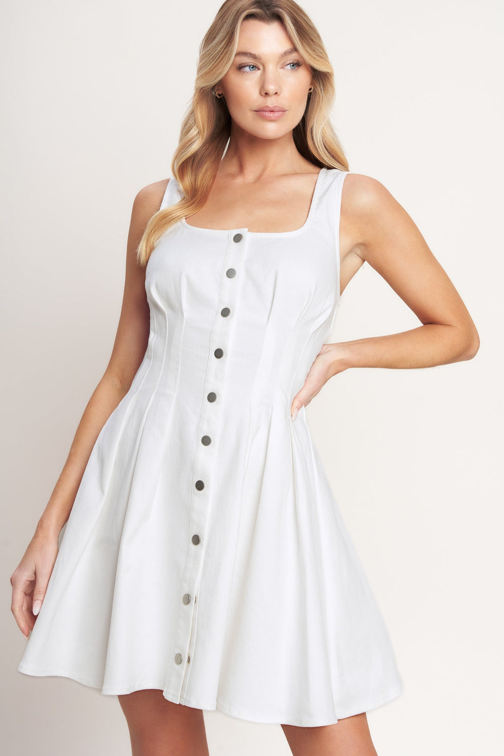 SUMMER PROMISE WHITE DENIM MINI DRESS