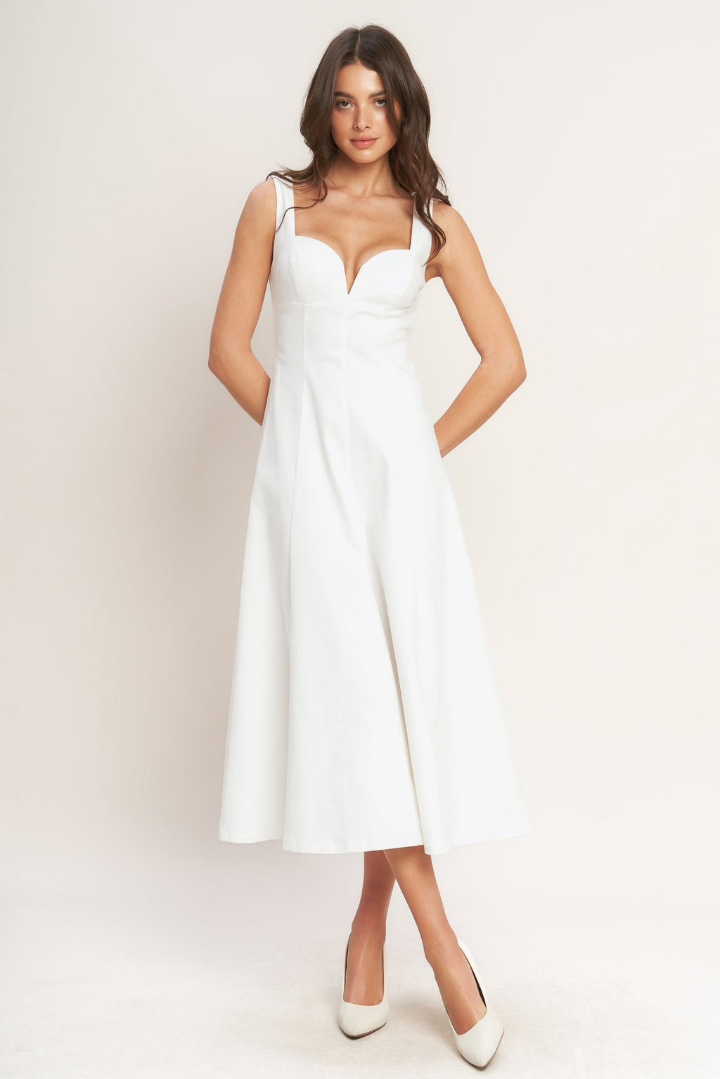 BALANCED PROPORTION WHITE MIDI DRESS