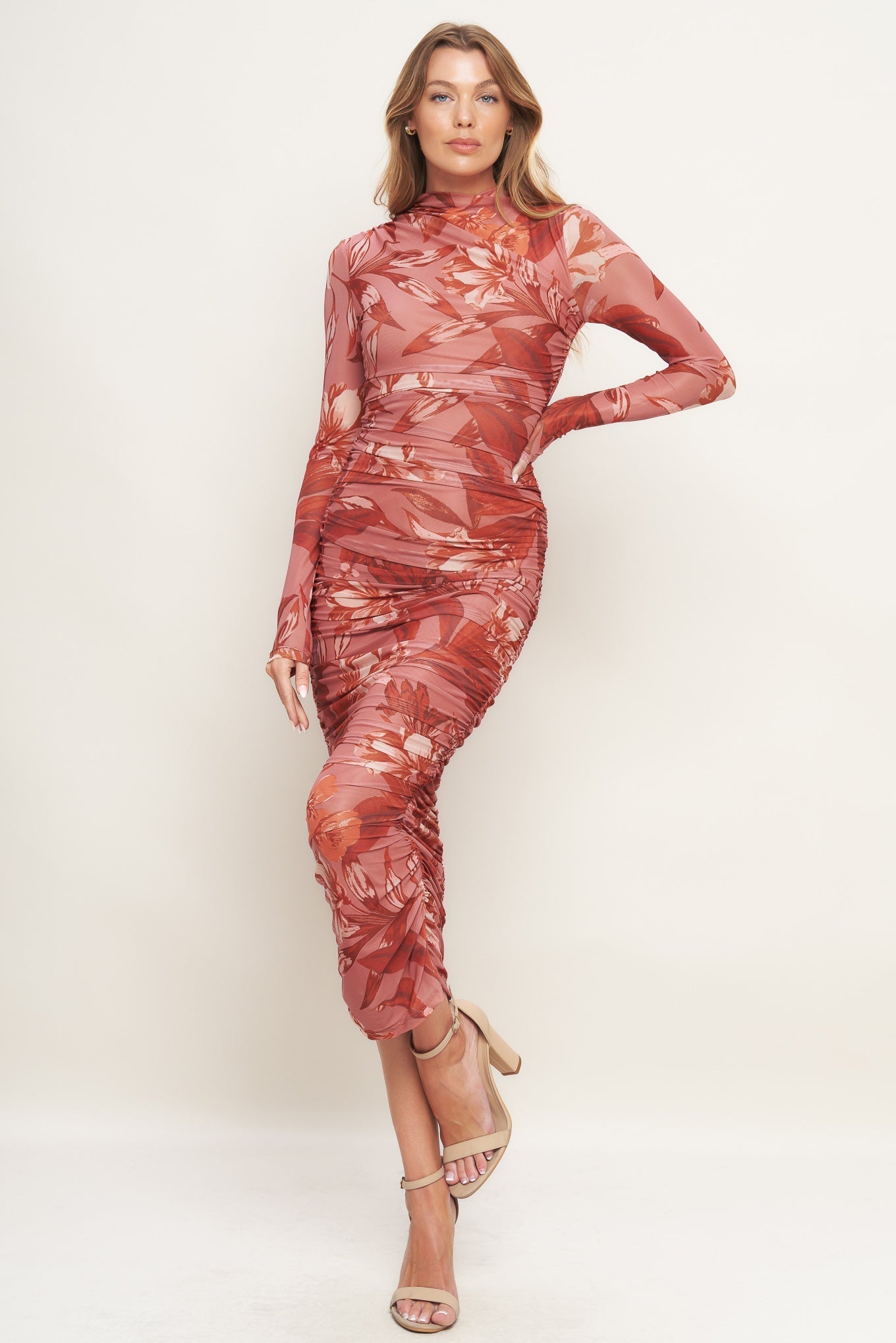 Size Small. INSTA WORTHY SIENNA POWER MESH MIDI DRESS - FINAL SALE