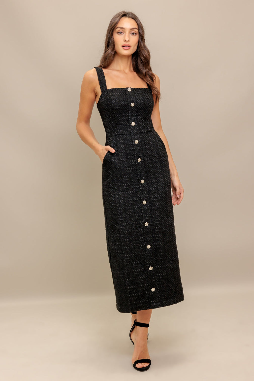 Size Small. TWEED NOUVELLE MIDI DRESS - FINAL SALE