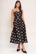 Size Medium. SPOTLIGHT HOUR POLKA DOT MIDI DRESS - FINAL SALE