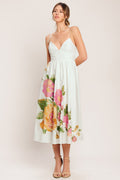 POETIC BLOOM IVORY FLORAL MIDI DRESS