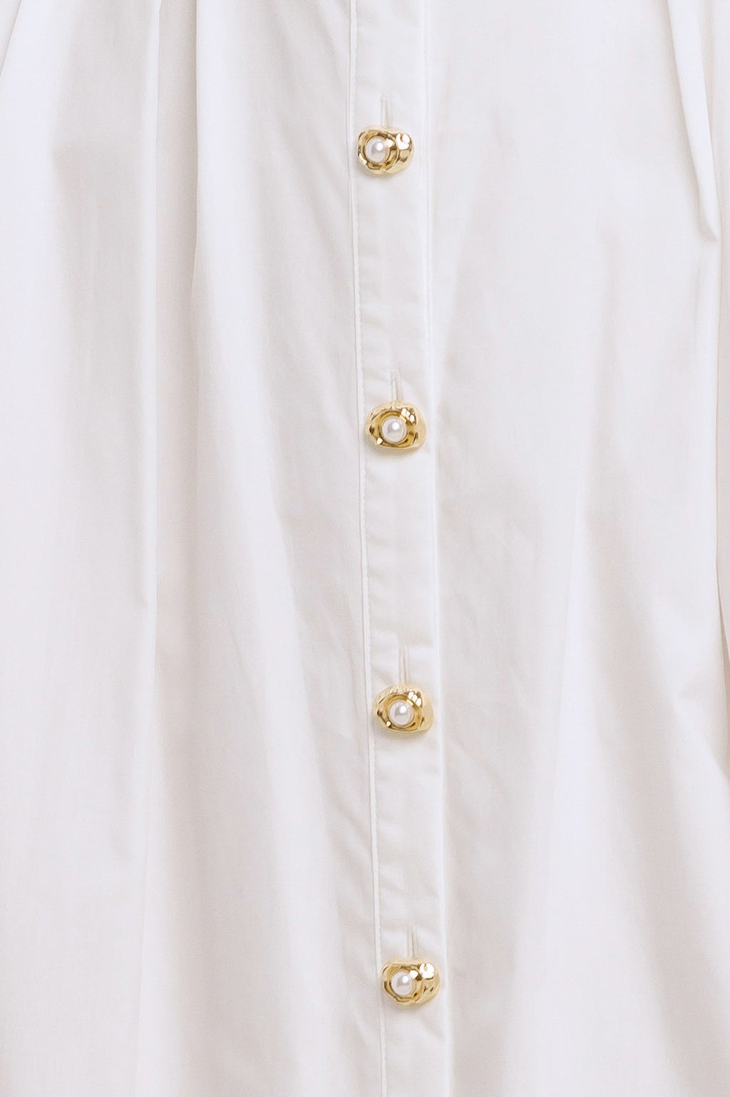PEARL BUTTON DOWN WHITE MIDI DRESS