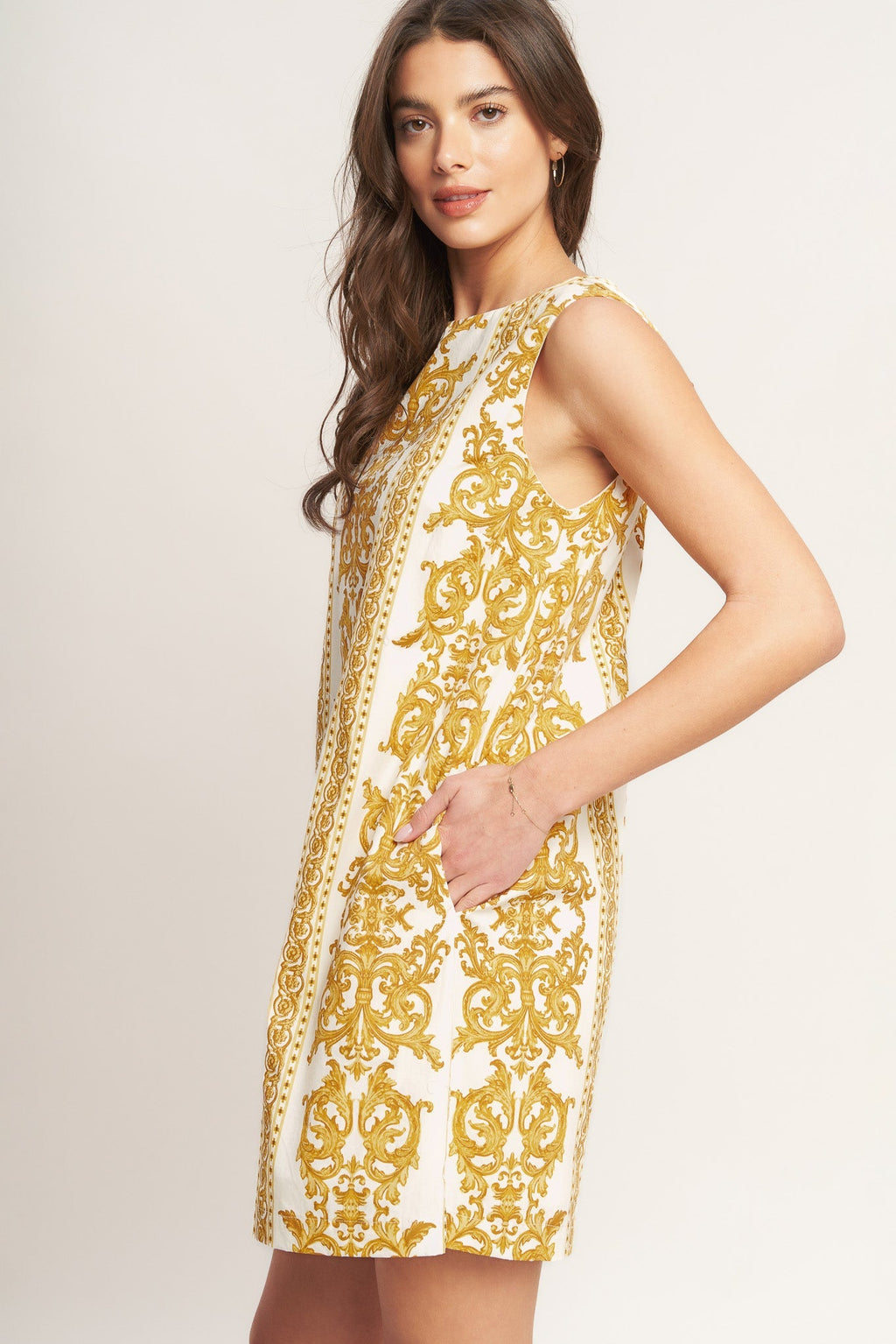 CITY GIRL WITH EDGE YELLOW MINI SHIFT DRESS
