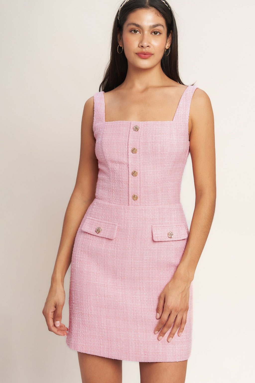 ON MY WAY PINK TWEED MINI DRESS - FINAL SALE