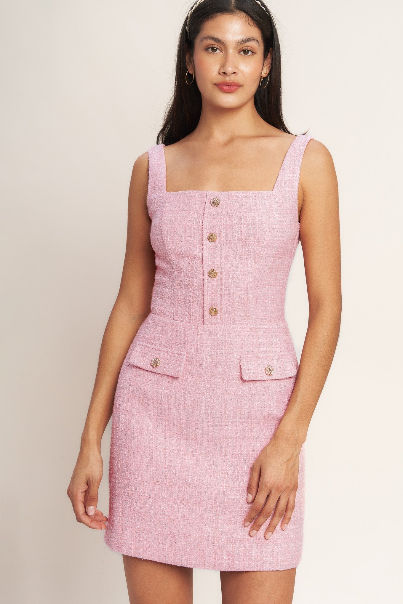 ON MY WAY PINK TWEED MINI DRESS - FINAL SALE