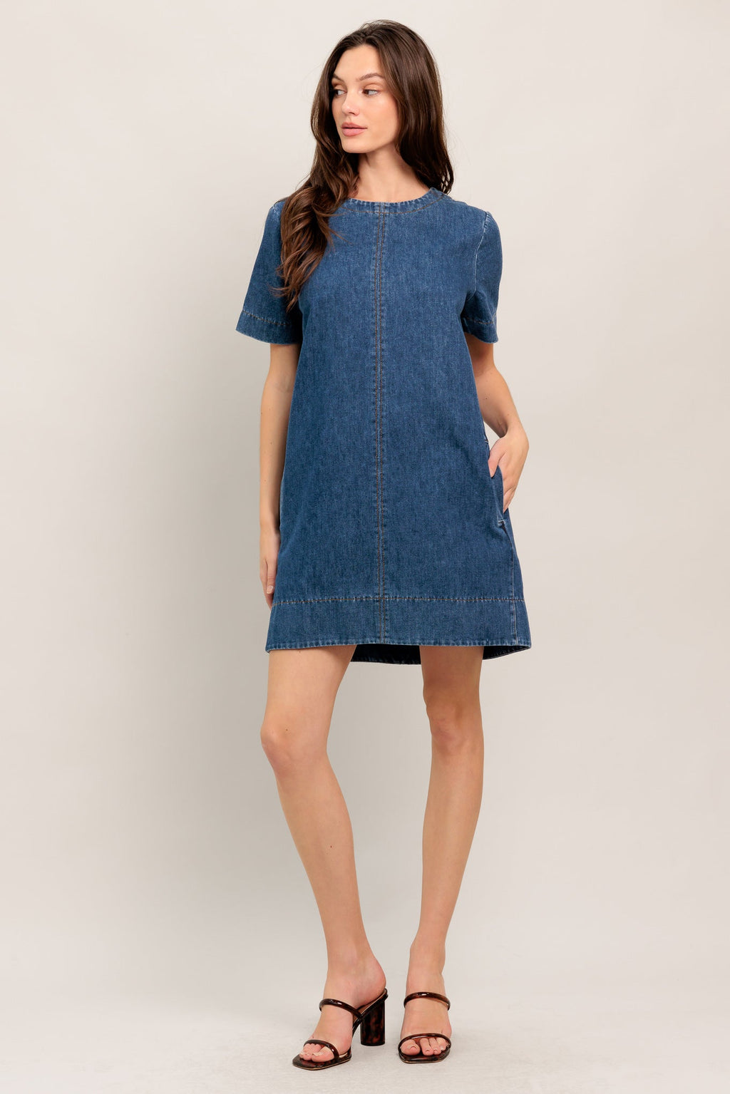 SIMPLY PUT TOGETHER DENIM MINI DRESS - FINAL SALE