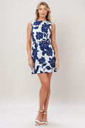 NAVY ESSENCE FLORAL MINI DRESS