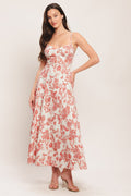 FLORAL HAZE CORAL MIDI DRESS