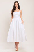 CLOUD PETAL WHITE DENIM MIDI DRESS- FINAL SALE