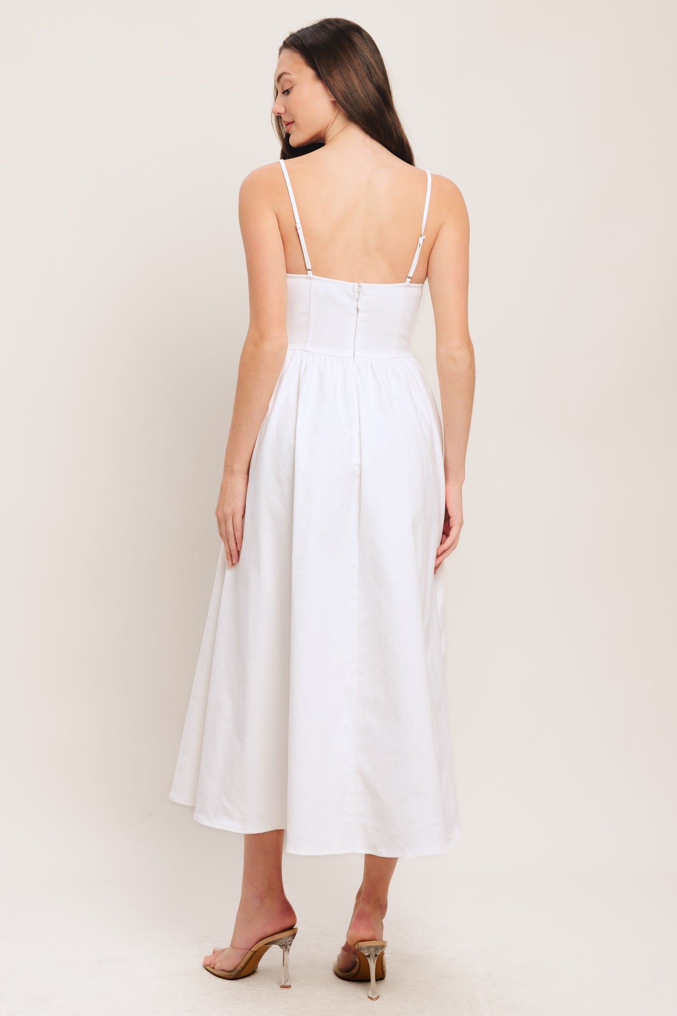 CLOUD PETAL WHITE DENIM MIDI DRESS- FINAL SALE