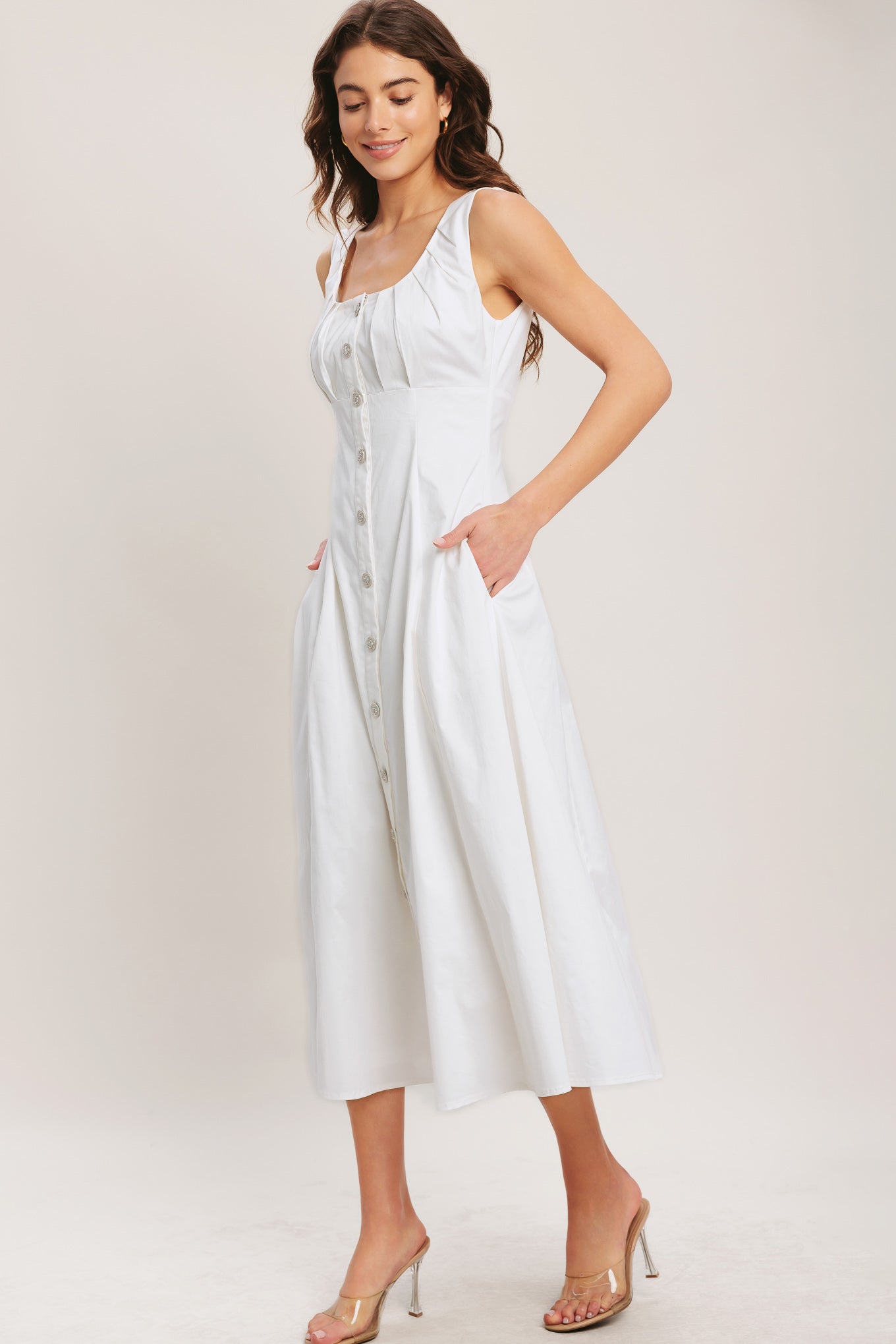 SEASIDE BRUNCH WHITE MIDI DRESS - FINAL SALE