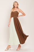 SIENNA FORM COLOR BLOCK MIDI DRESS
