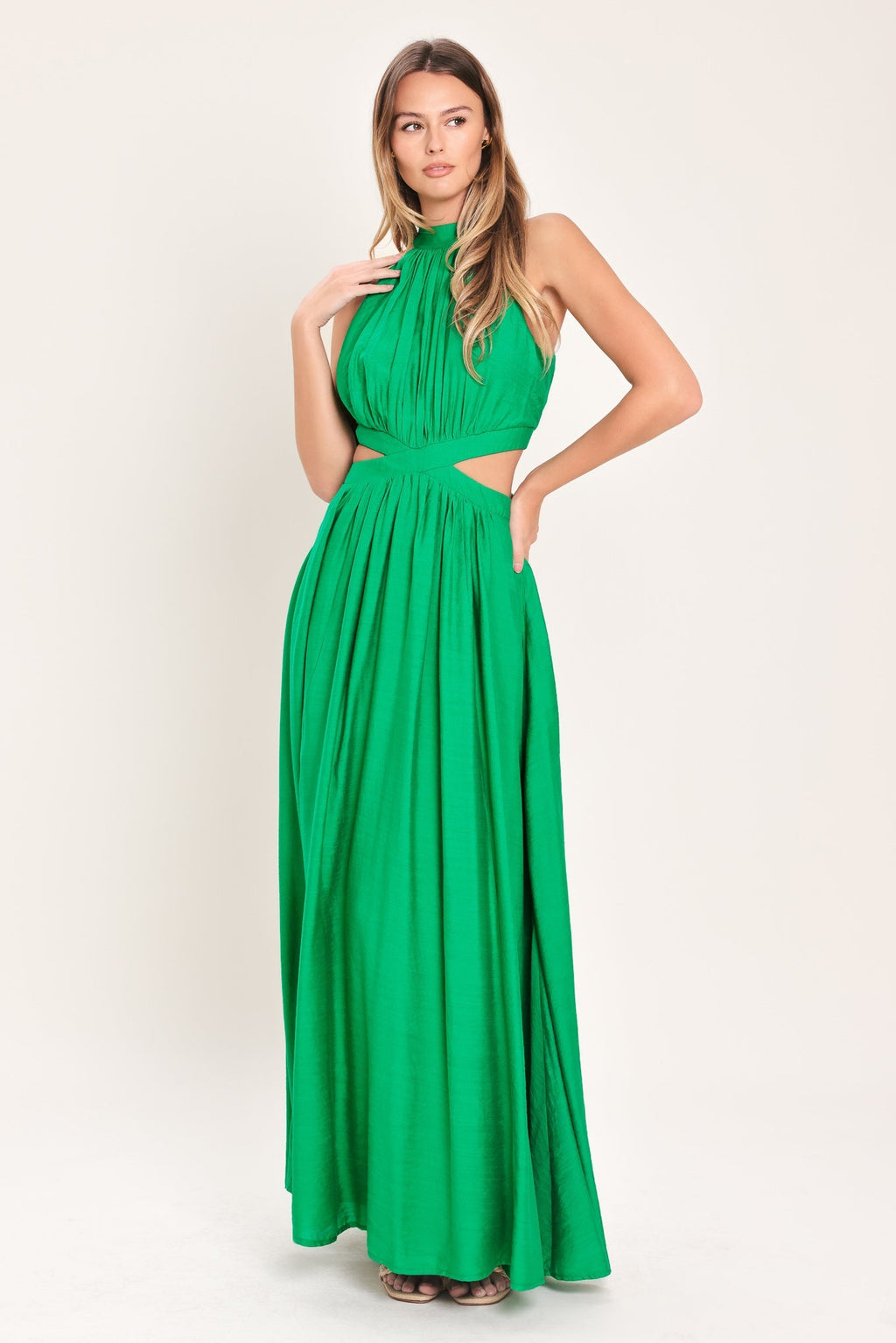 HALTER MAXI DRESS WITH SIDE CUT-OUTS