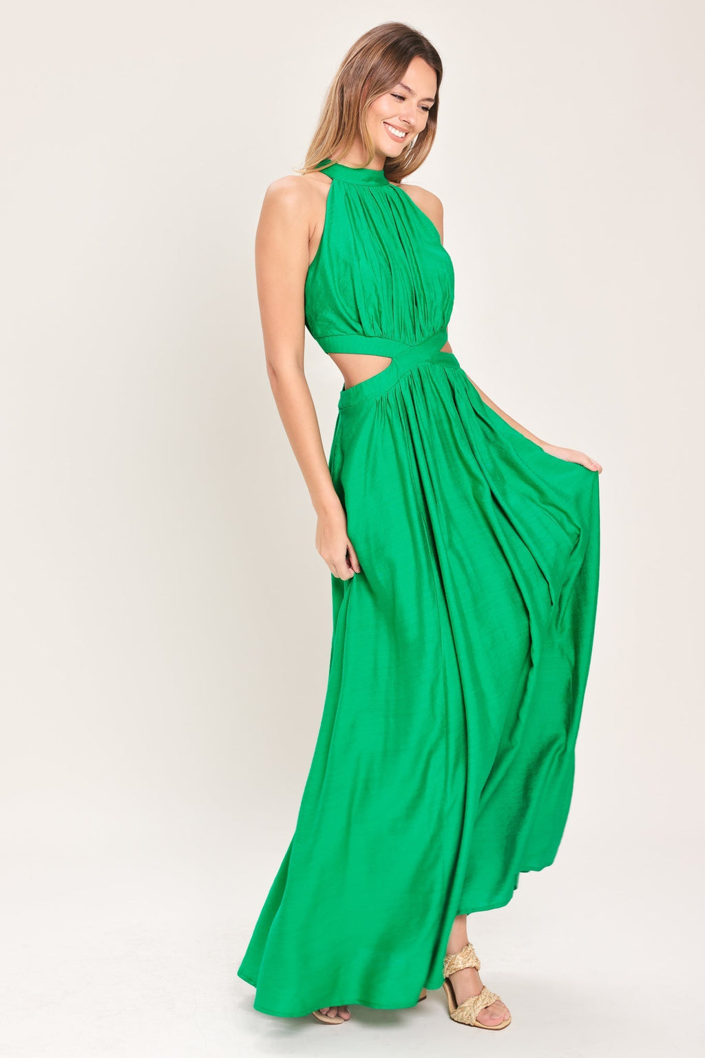 HALTER MAXI DRESS WITH SIDE CUT-OUTS