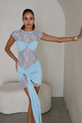 Sexy Lace Cutout See-through Ribbon Hip Mini Drees