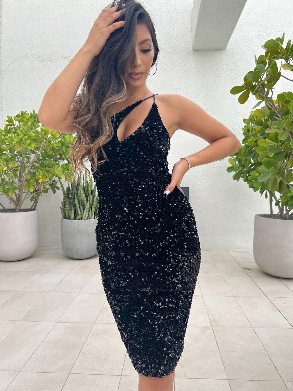 Size XS. Venice Midi Dress - Black Sequin Dress - FINAL SALE