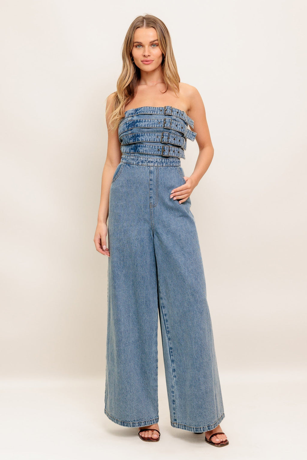 URBAN HARNESS DENIM JUMPSUIT