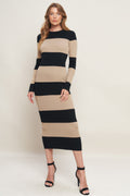 MODERN ATTITUDE STRIPE LONG SLEEVE SWEATER DRESS