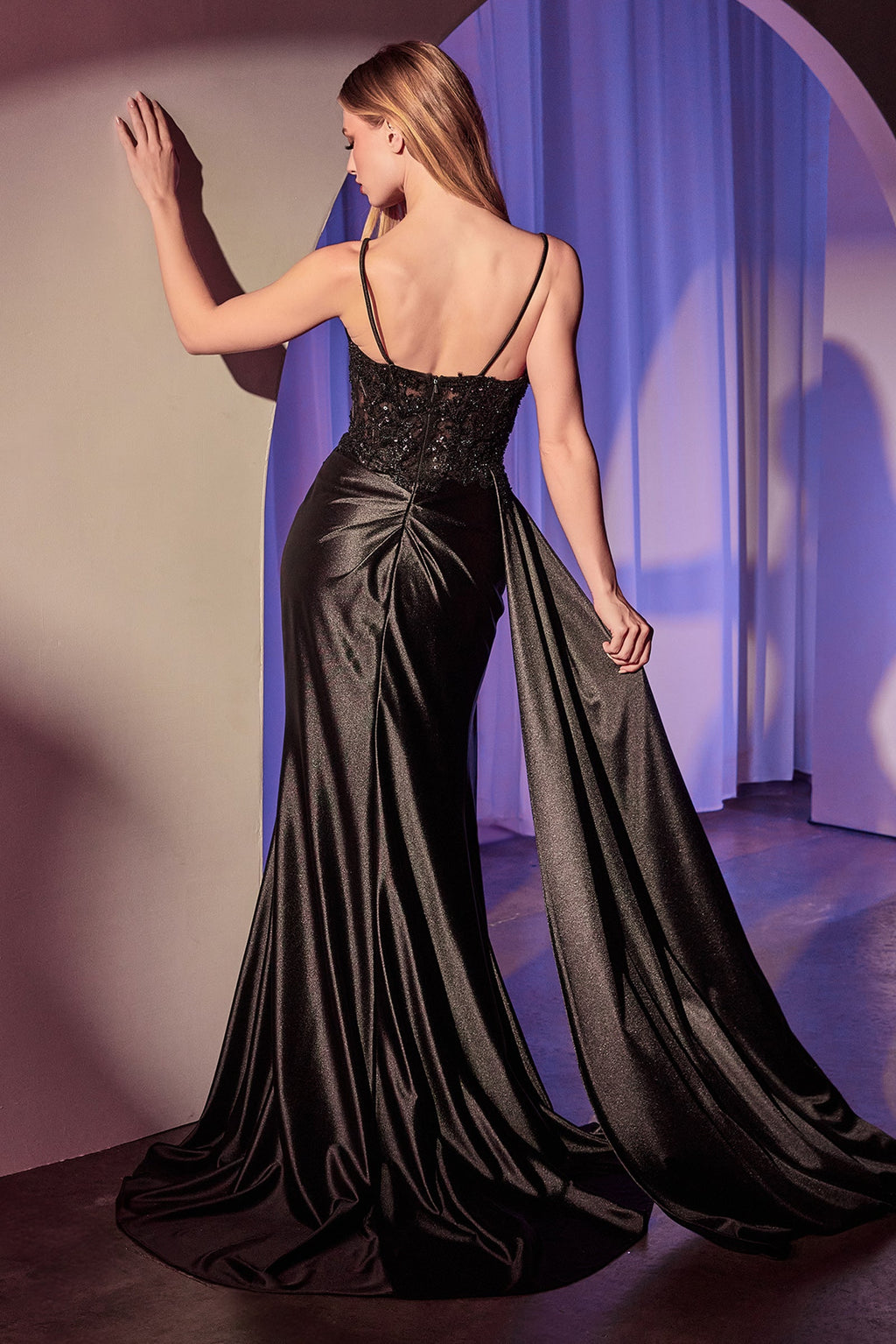 Reynolds Gown - Satin Pleated Dress With Draped Sash