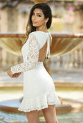 Medindie Dress - White Lace Open Back Dress