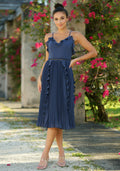 Size 2. Maia Midi Dress - Steel Blue - FINAL SALE
