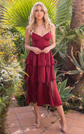 Maeve Corset Midi Dress - Burgundy