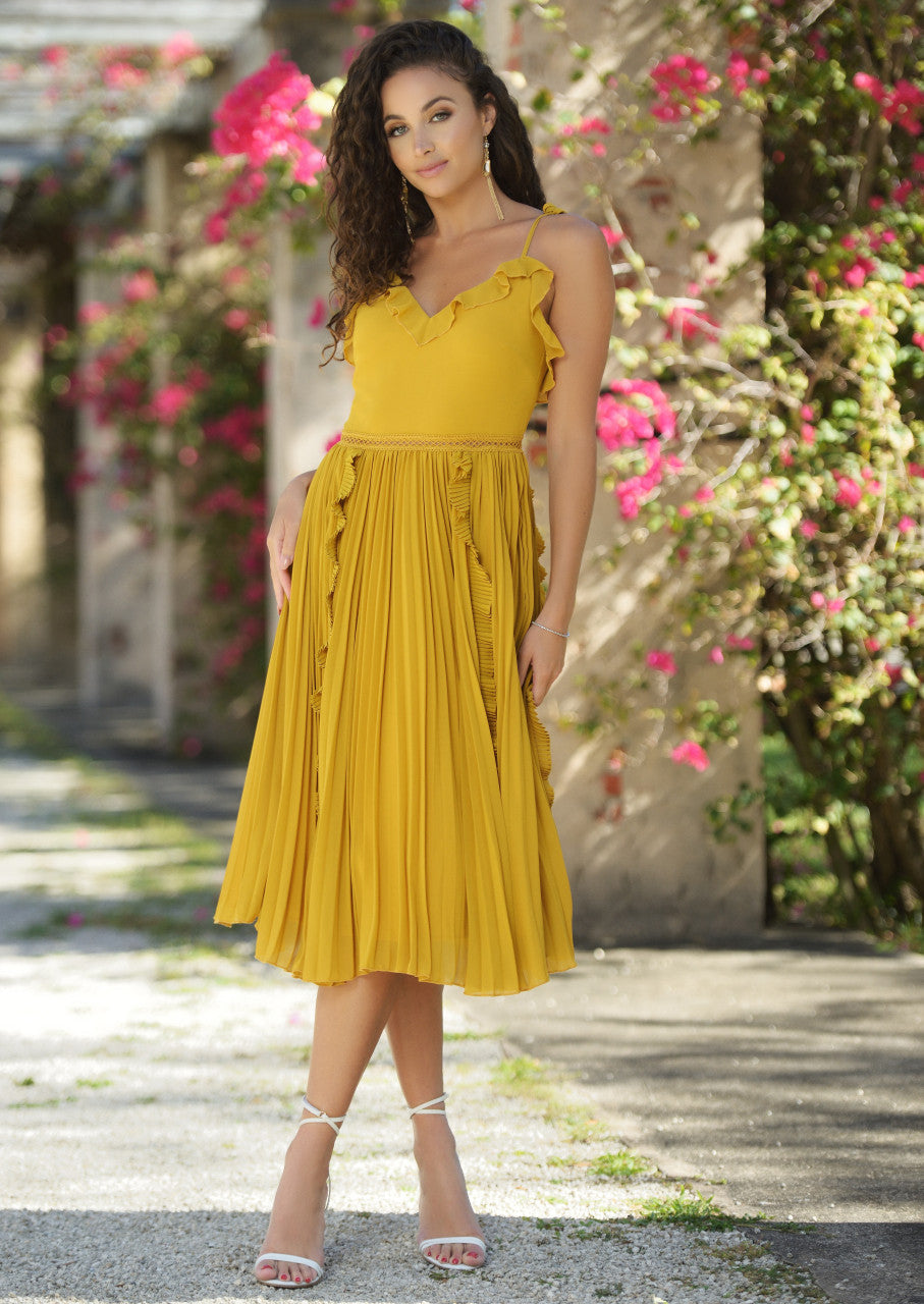 Maia Midi Dress - Mustard - FINAL SALE