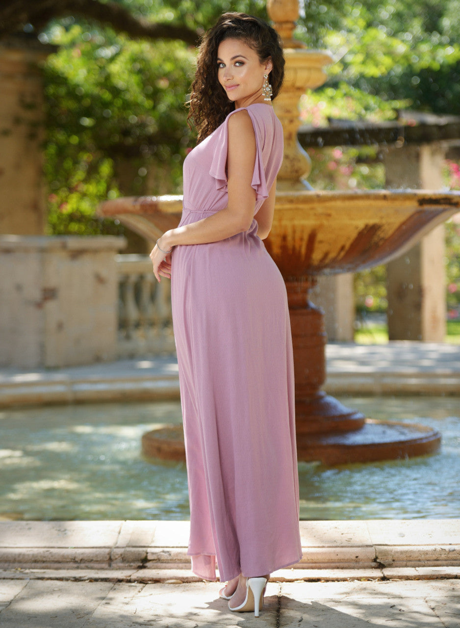 Size XS. Kari Wrap Maxi Dress - Mauve - FINAL SALE