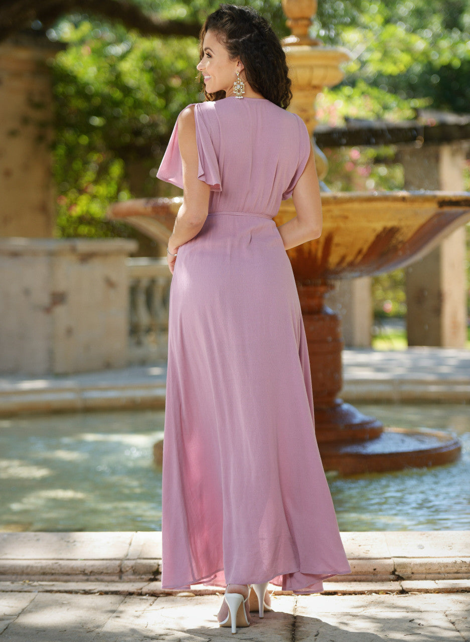Size XS. Kari Wrap Maxi Dress - Mauve - FINAL SALE