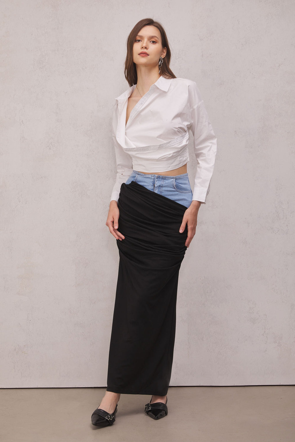 Melody Draped Denim Skirt