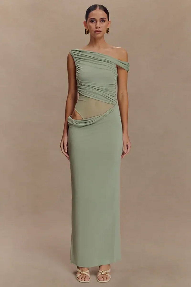 Callen One Shoulder Slinky Maxi Dress