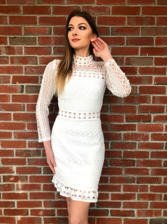 The Riverdale Mini Dress ¨C White Lace Long Sleeve Dress - FINAL SALE