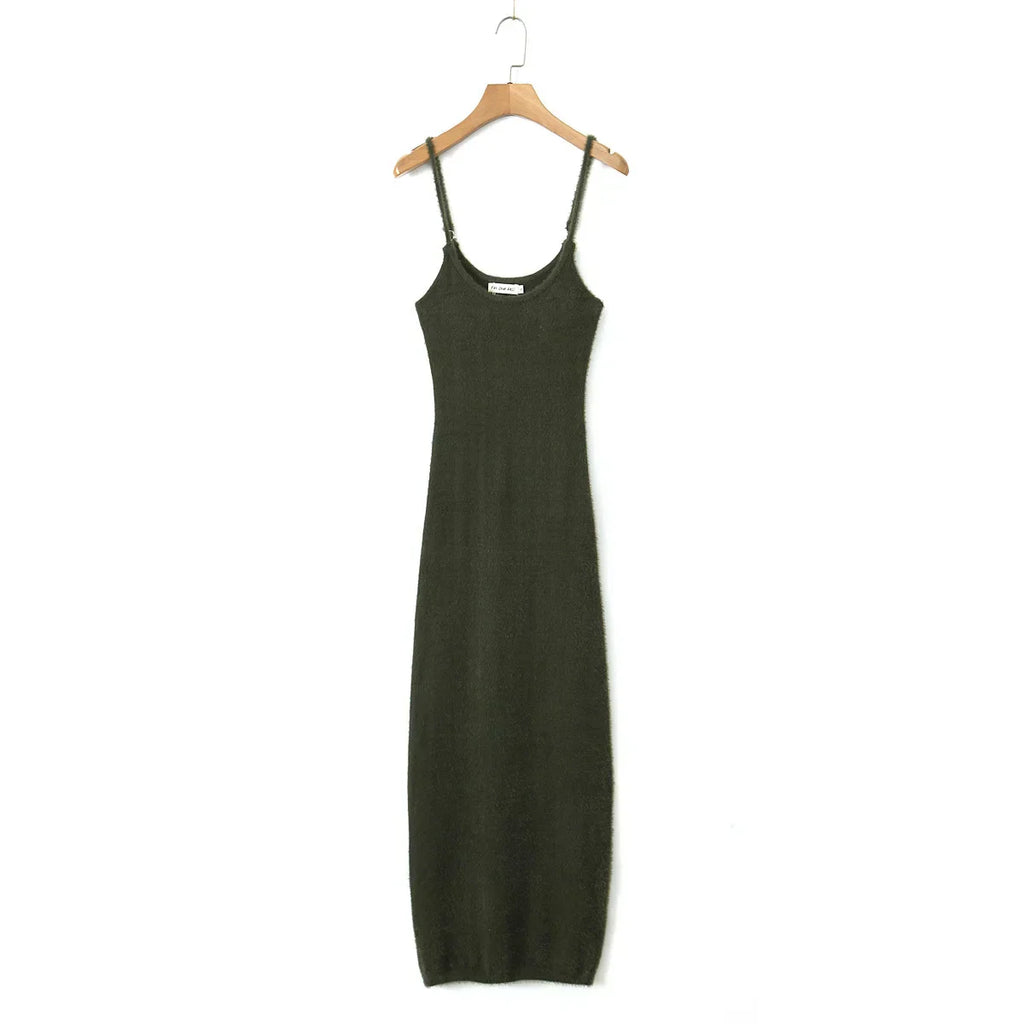Knitted Cardigan With Camisole Dress Two-piece Set