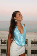 Festi Sequined Sky Top