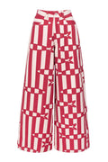 Fish Print Striped Wide Leg Pants