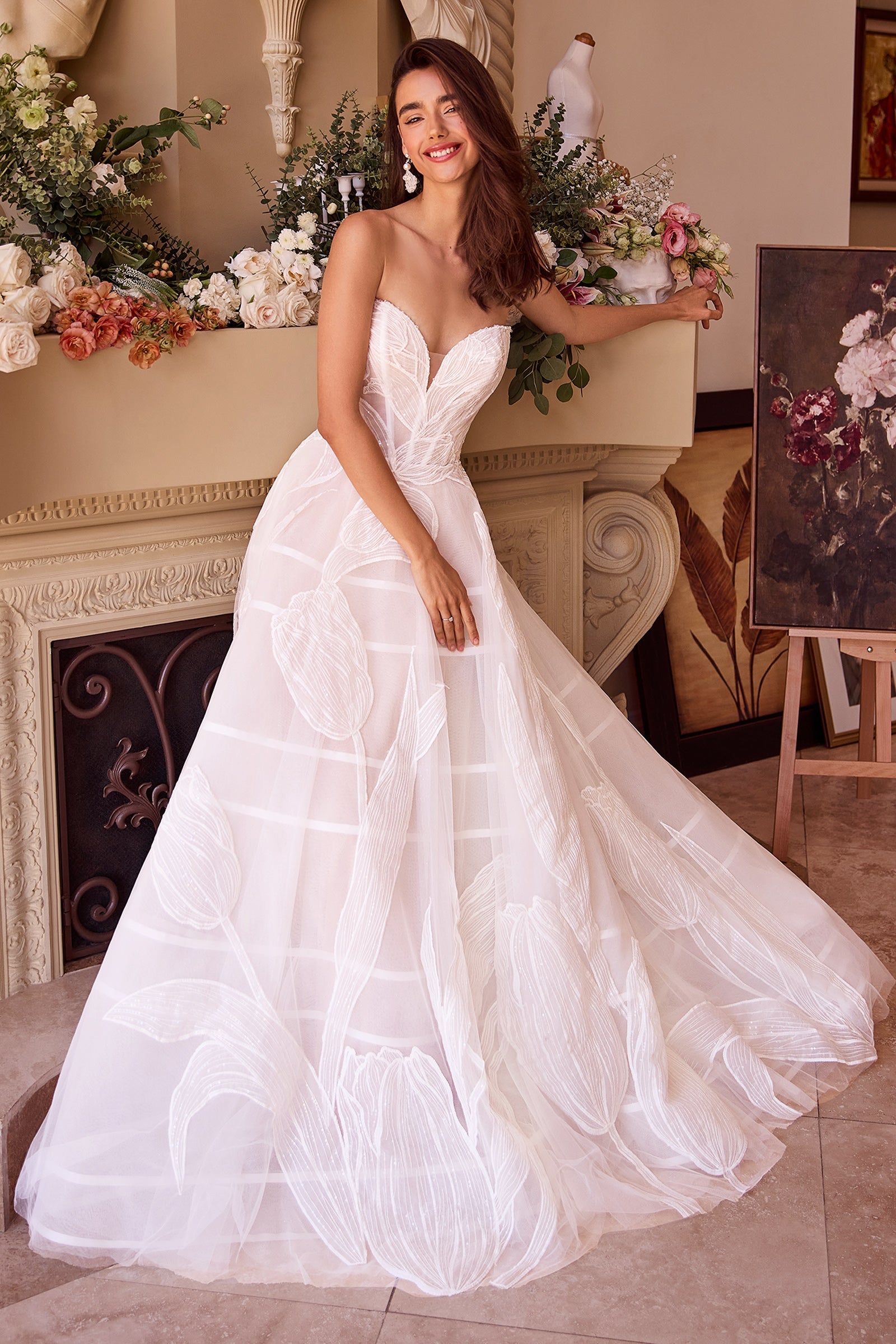 WL043 - Tulip Sequin Embroidered Wedding Ball Gown - Andrea & Leo