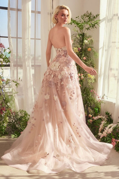 A1453 - SPRING FLORAL APPLIQU¨¦ A-LINE GOWN - Andrea & Leo