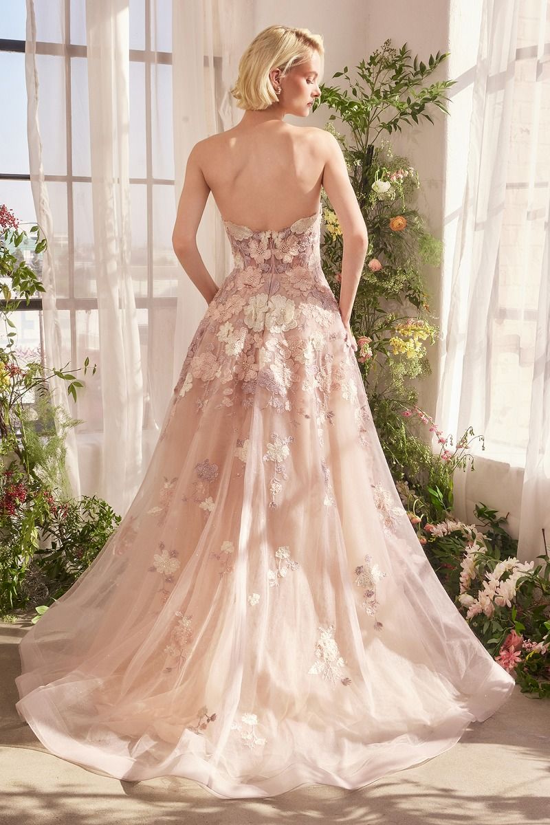 A1453 - SPRING FLORAL APPLIQU¨¦ A-LINE GOWN - Andrea & Leo