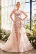 A1453 - SPRING FLORAL APPLIQU¨¦ A-LINE GOWN - Andrea & Leo