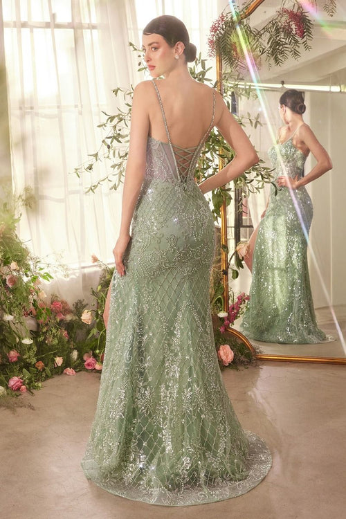 A1470 - CRYSTAL NECKLINE BEADED GOWN - Andrea & Leo