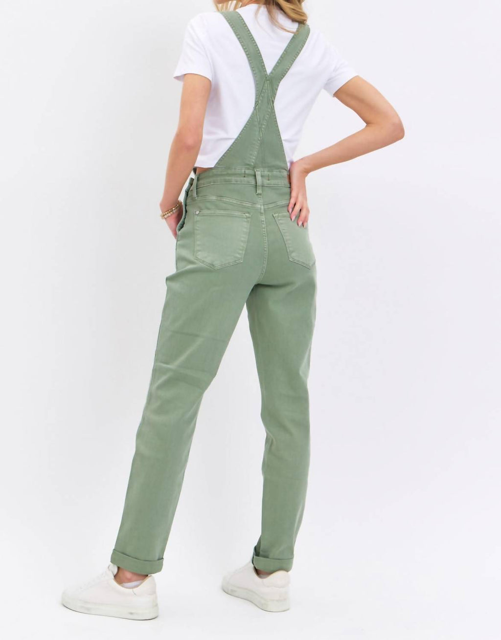 Judy Blue - Garment Dyed High Waist Double Cuffed Boyfriend Overalls