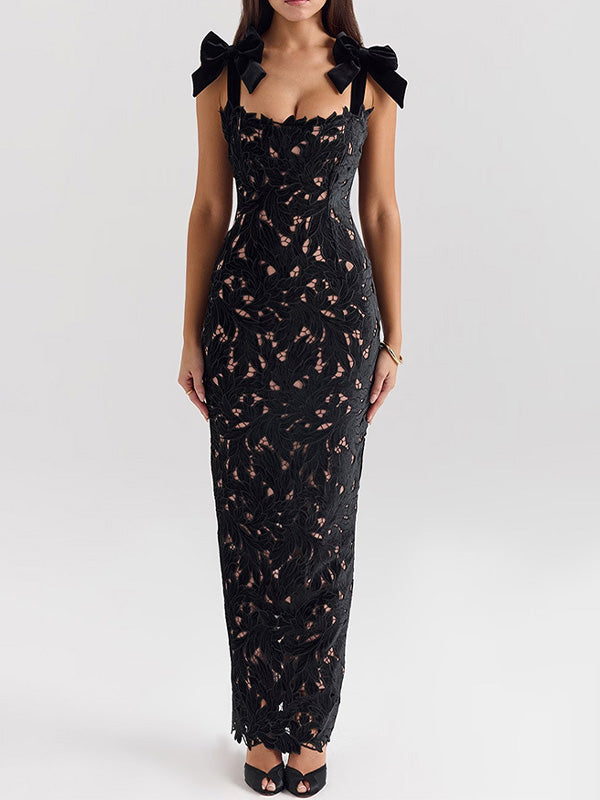 Stylish Elegant Bow Split Dress