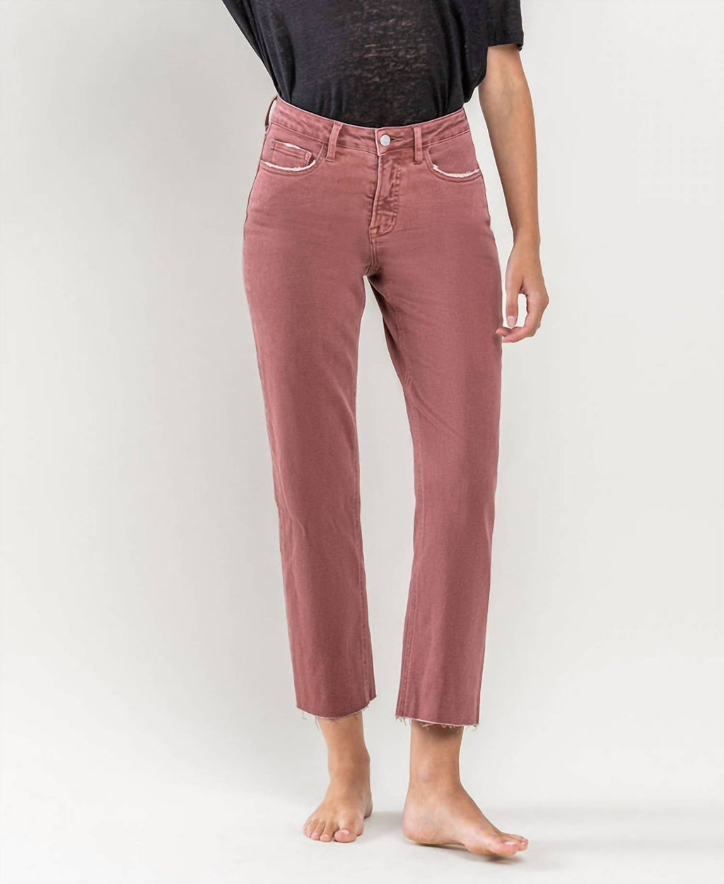 Lovervet - Tummy Control High Rise Crop Straight Jeans