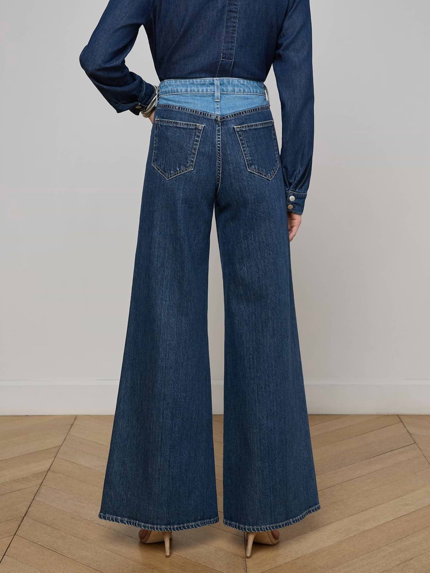L'Agence - Beau High Rise Wide Leg Contrast Pants