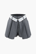 Contrast Waist Pleated Shorts