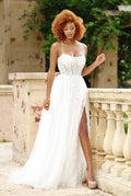 Alisha Gown - Ivory - Tulle A-line Dress With Open Back