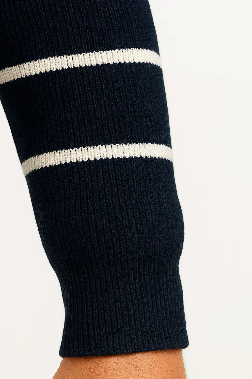 Men's  Striped Quarter Zip Sweater | Ribbed Knit | Regular Fit